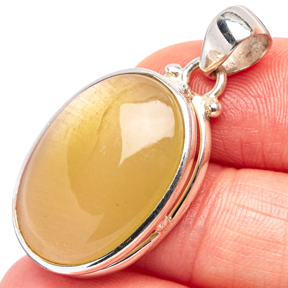 Olive Opal Pendant 1 3/8" (.925 Sterling Silver)