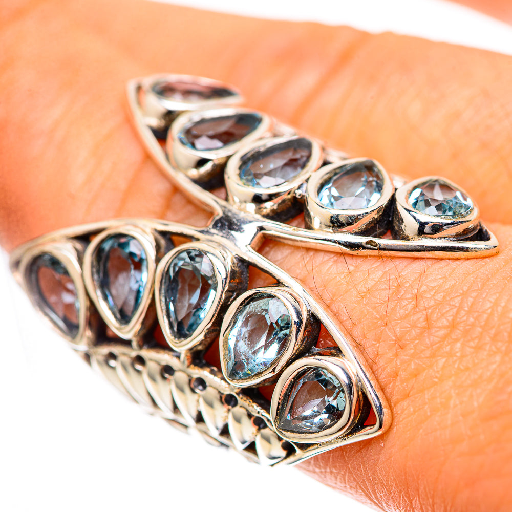 Large Blue Topaz Ring Size 7.5 (925 Sterling Silver) RING139286
