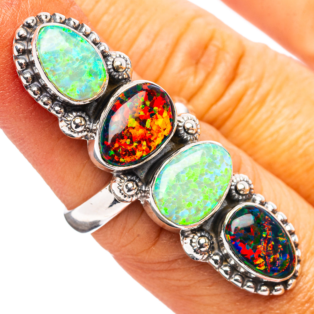 Premium Synthetic Opal Ring Size 6 (.925 Sterling Silver)