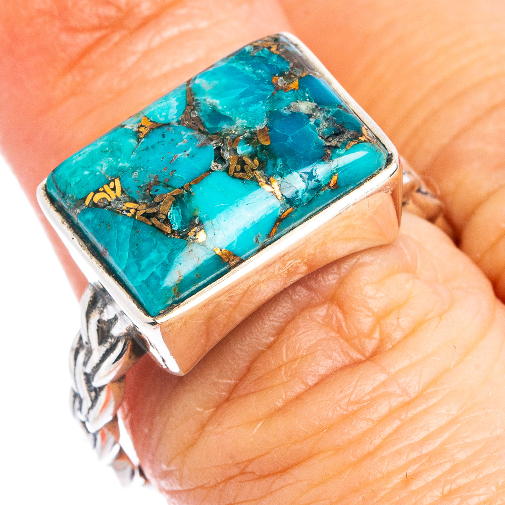 Blue Copper Turquoise Ring Size 8 (.925 Sterling Silver)