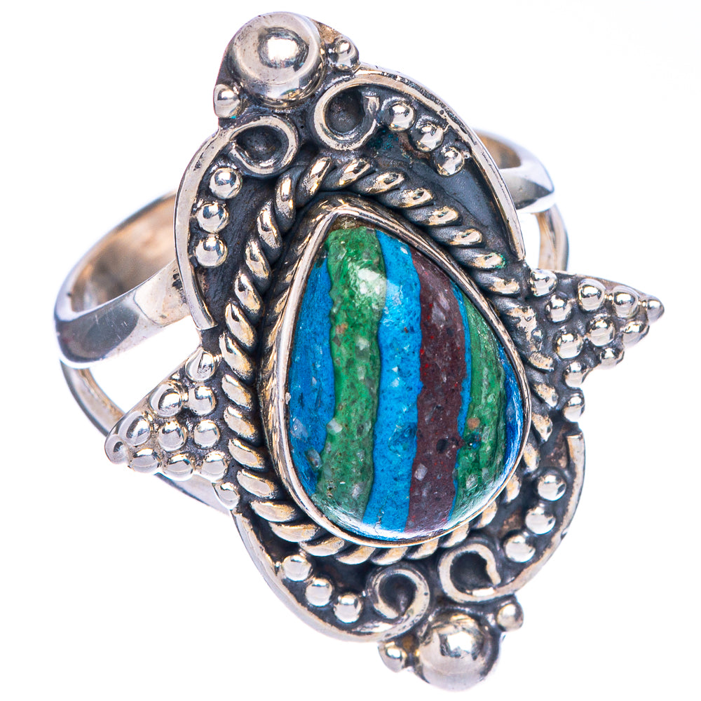 Rainbow Calsilica Ring Size 6.75 (925 Sterling Silver) R1257