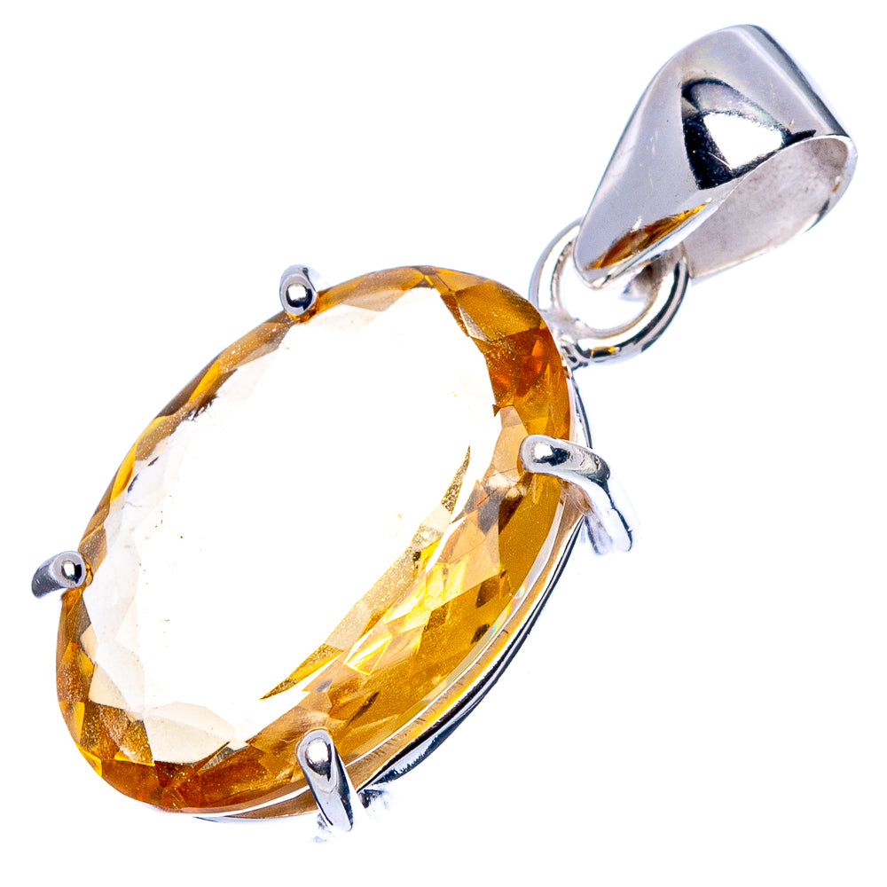Faceted Citrine Pendant 1 1/8" (925 Sterling Silver) P43016