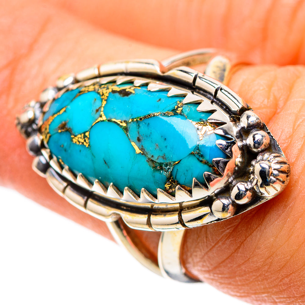 Blue Copper Composite Turquoise Ring Size 6.5 (925 Sterling Silver) RING138843