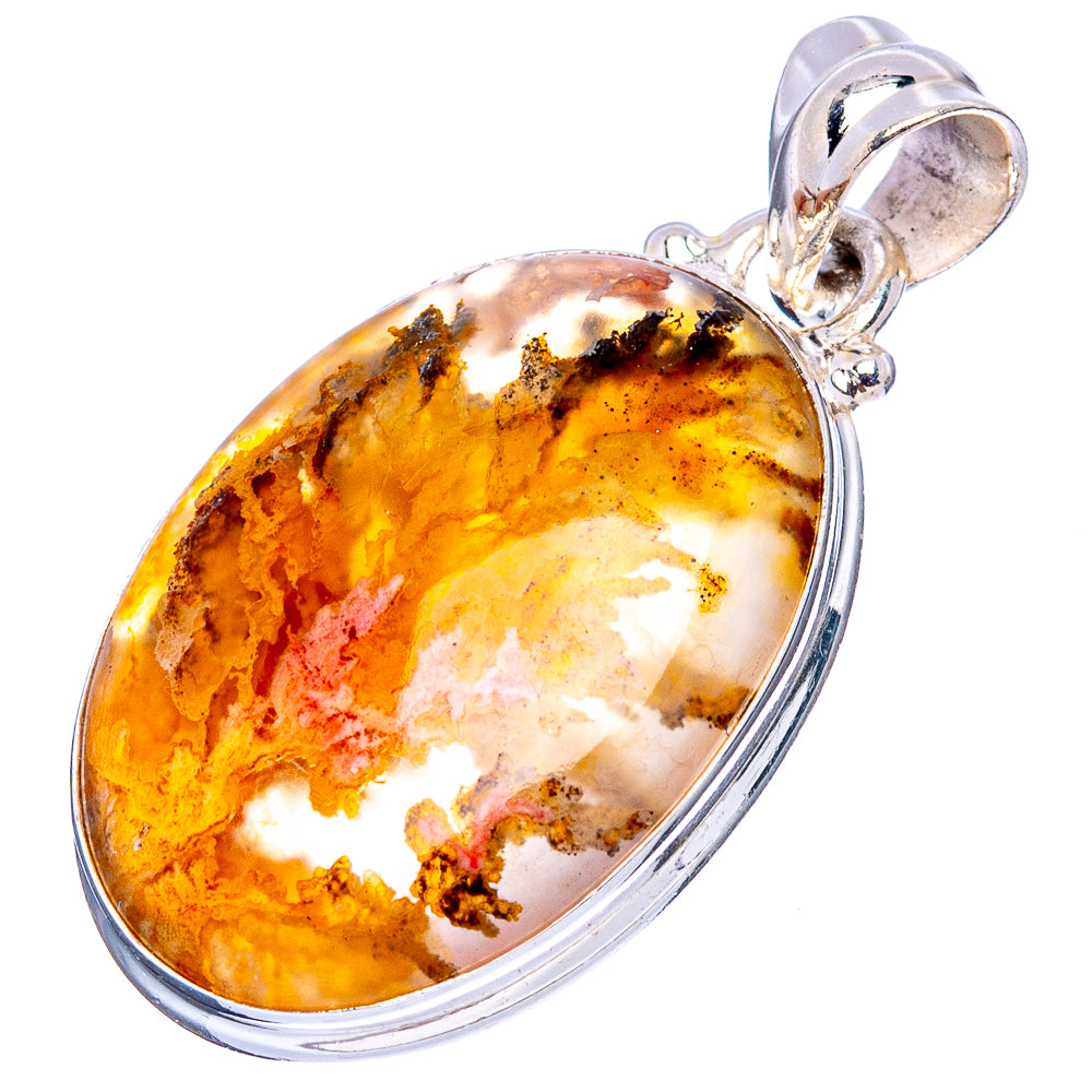Plume Agate Pendant 1 3/8" (.925 Sterling Silver)