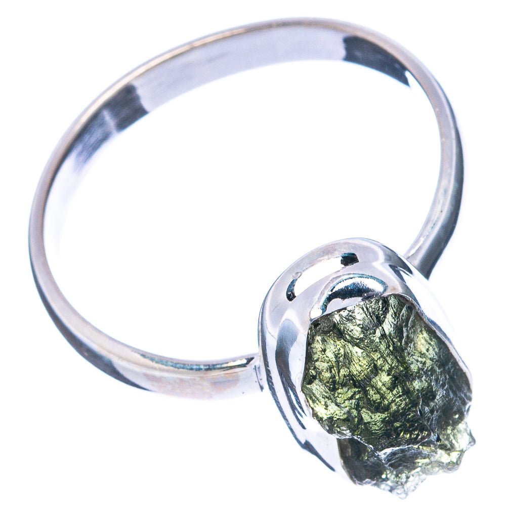 Rare Raw Moldavite Ring Size 10 (.925 Sterling Silver)