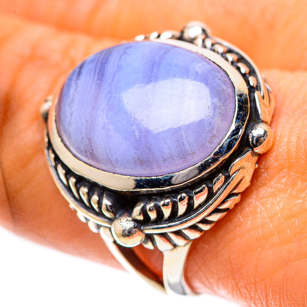 Blue Lace Agate Ring Size 8.5 (925 Sterling Silver) RING139245