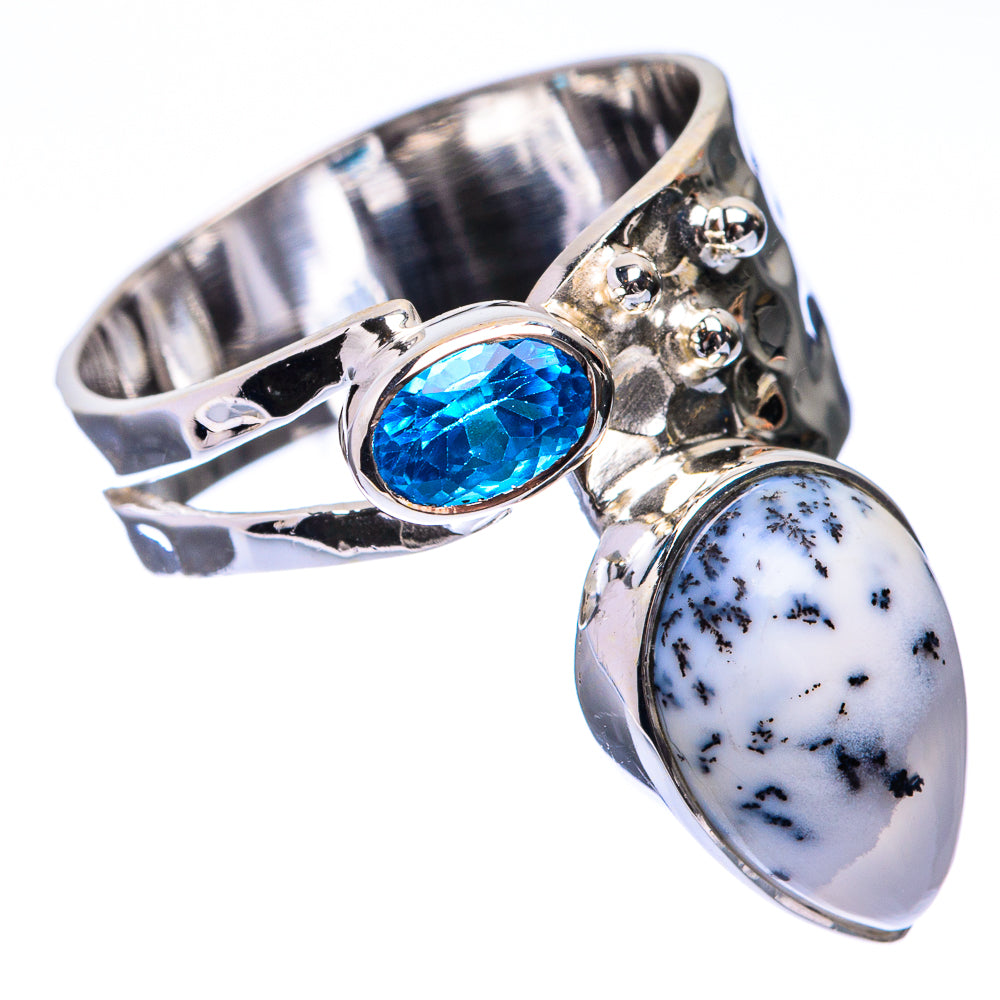 Premium Dendritic Opal, Blue Quartz Ring Size 8 (925 Sterling Silver) R141828