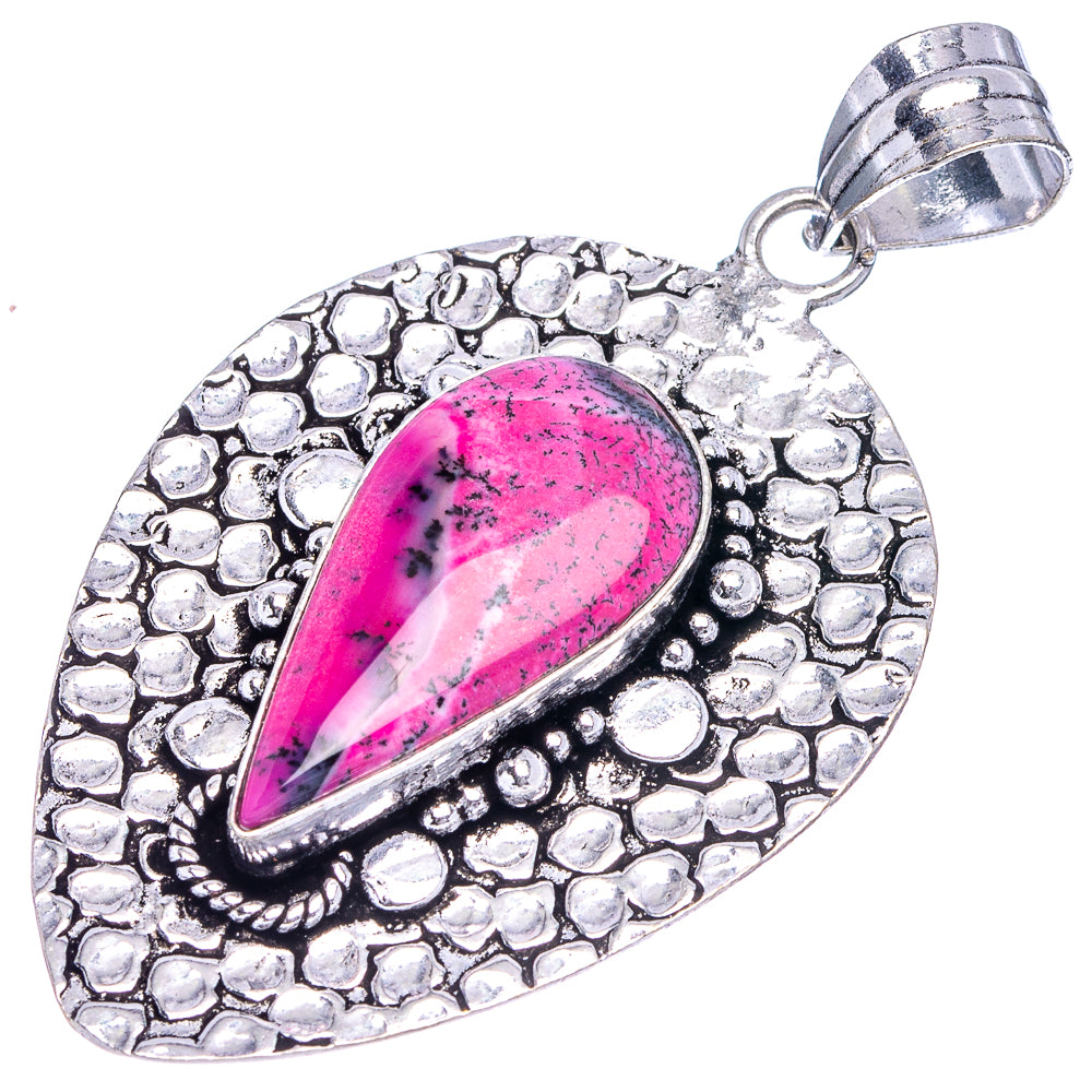 Pink Dendritic Opal Pendant 2 3/8" (German Silver)