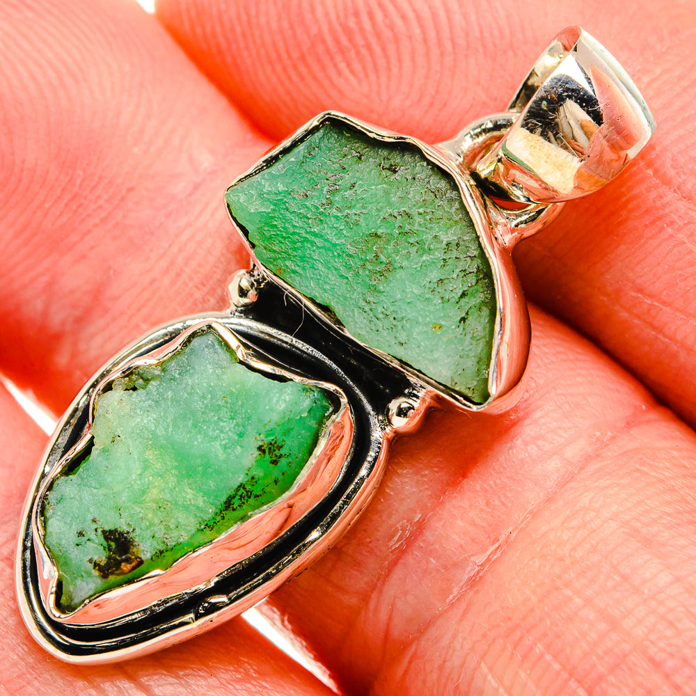 Rough Chrysoprase 925 Sterling Silver Pendant 1 1/2" (925 Sterling Silver) PD38440