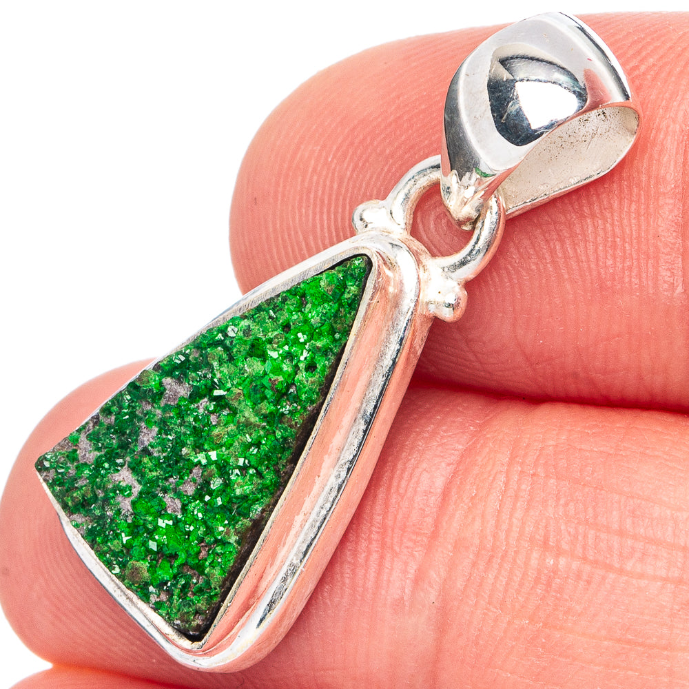 Rare Uvarovite Garnet Pendant 1 1/8" (.925 Sterling Silver)