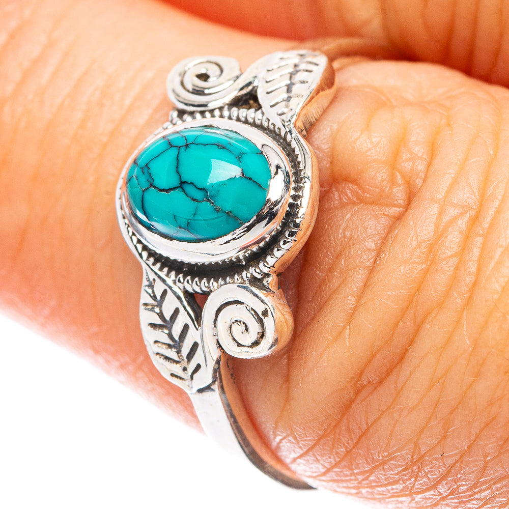 Tibetan Turquoise Leaf 925 Sterling Silver Ring Size 7.75 (925 Sterling Silver) R5318