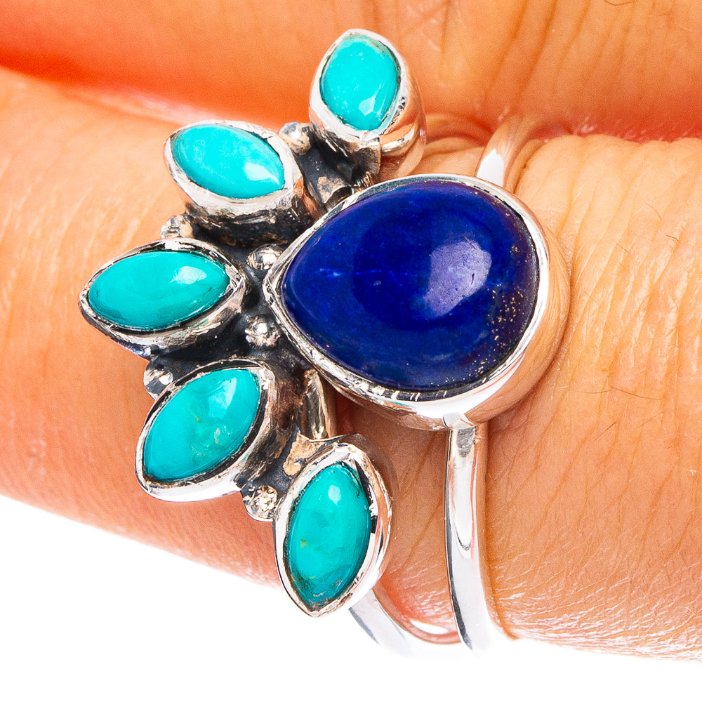 Lapis Lazuli, Sleeping Beauty Turquoise 925 Sterling Silver Premium Ring Size 7.75 (925 Sterling Silver) R6467