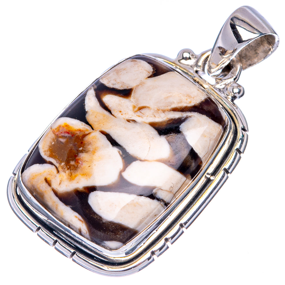 Peanut Wood Jasper Pendant 1 3/8" (925 Sterling Silver) P41405