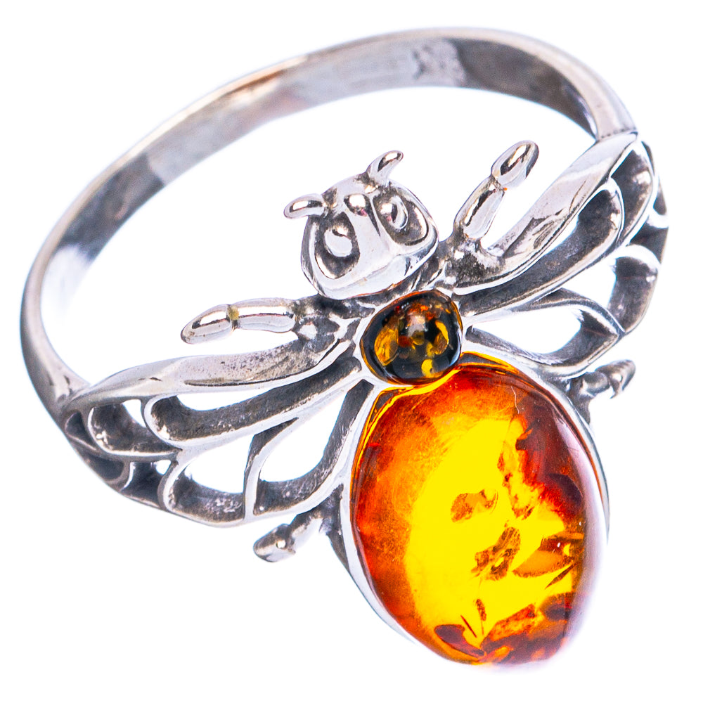 Baltic Amber Honey Bee Ring Size 8.75 (.925 Sterling Silver)