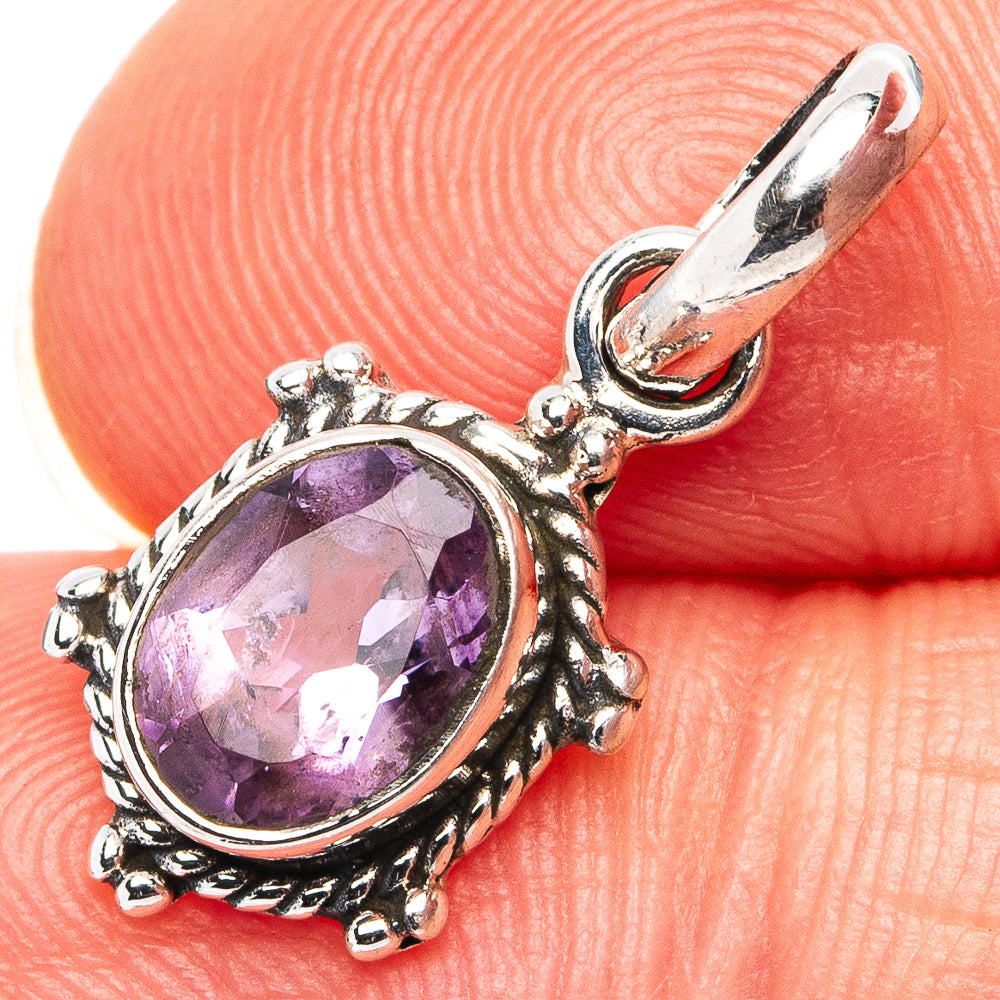 Amethyst Dainty Pendant 7/8" (.925 Sterling Silver)