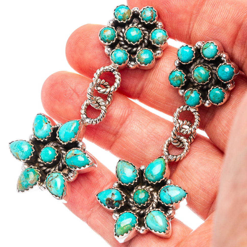 Premium Mohave Turquoise Earrings 2 3/8" (.925 Sterling Silver)
