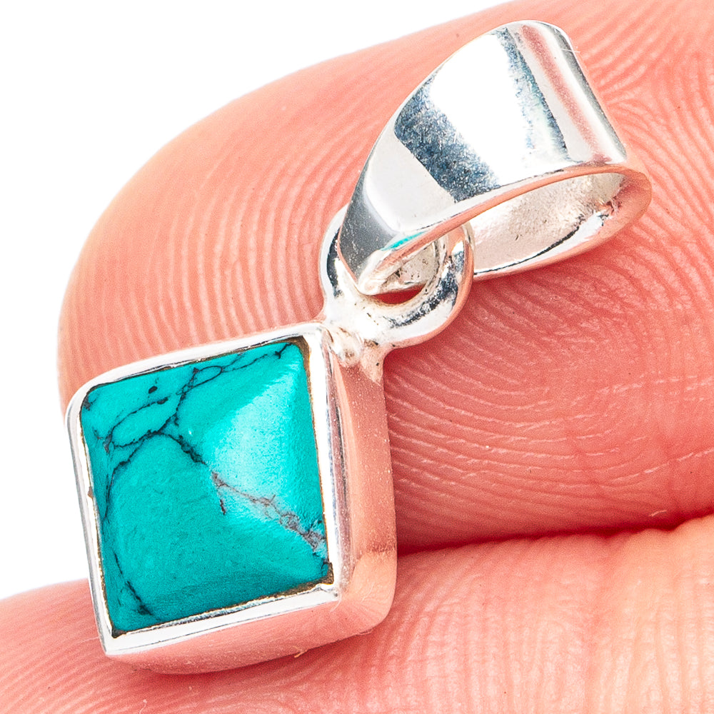 Dainty Turquoise Howlite Pendant 3/4" (925 Sterling Silver) P45346