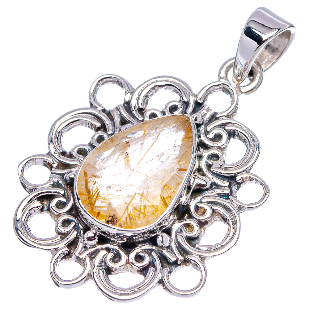 Premium Rutilated Quartz Pendant 1 3/8" (.925 Sterling Silver)