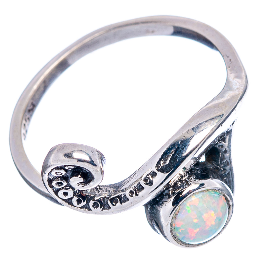 Lab Opal Wave Dainty Ring Size 6.5 (.925 Sterling Silver)