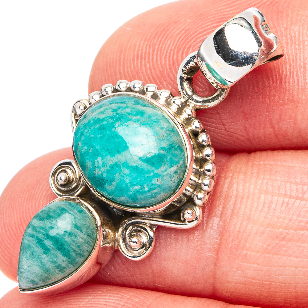 Amazonite Pendant 1 1/4" (925 Sterling Silver) P45590