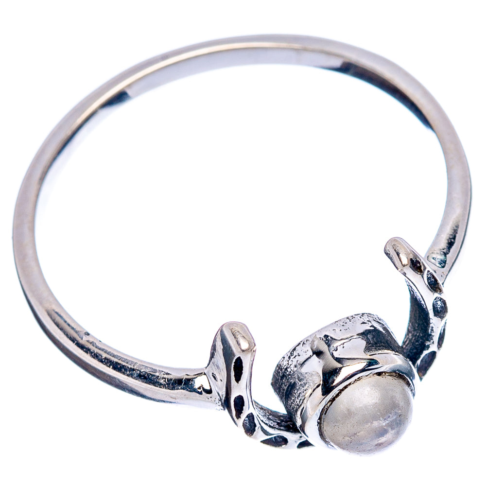 Rainbow Moonstone Horseshoe Dainty Ring Size 7.75 (.925 Sterling Silver)