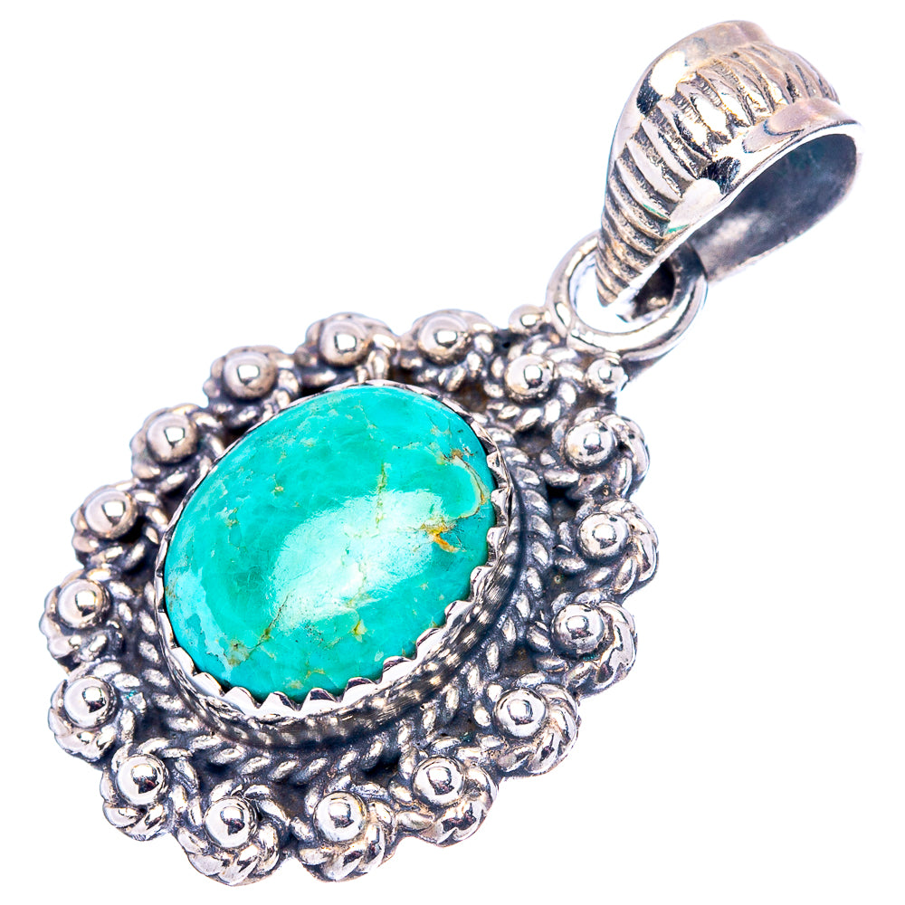 Mohave Turquoise Native Style Pendant 1 3/8" (.925 Sterling Silver)