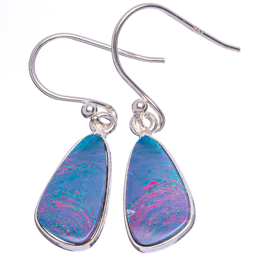 Rare Doublet Opal Earrings 1 1/4" (925 Sterling Silver) E1898