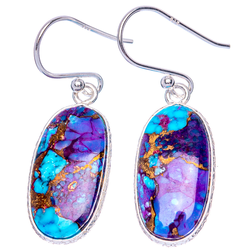 Purple Copper Composite Turquoise Earrings 1 3/8" (925 Sterling Silver) E1253