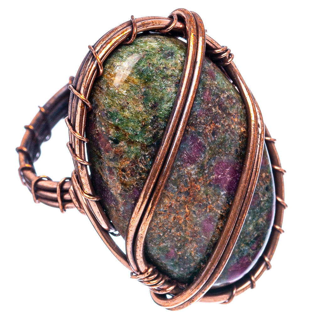 Ruby In Kyanite Wire Wrap Ring Size 7 (Oxidized Copper)