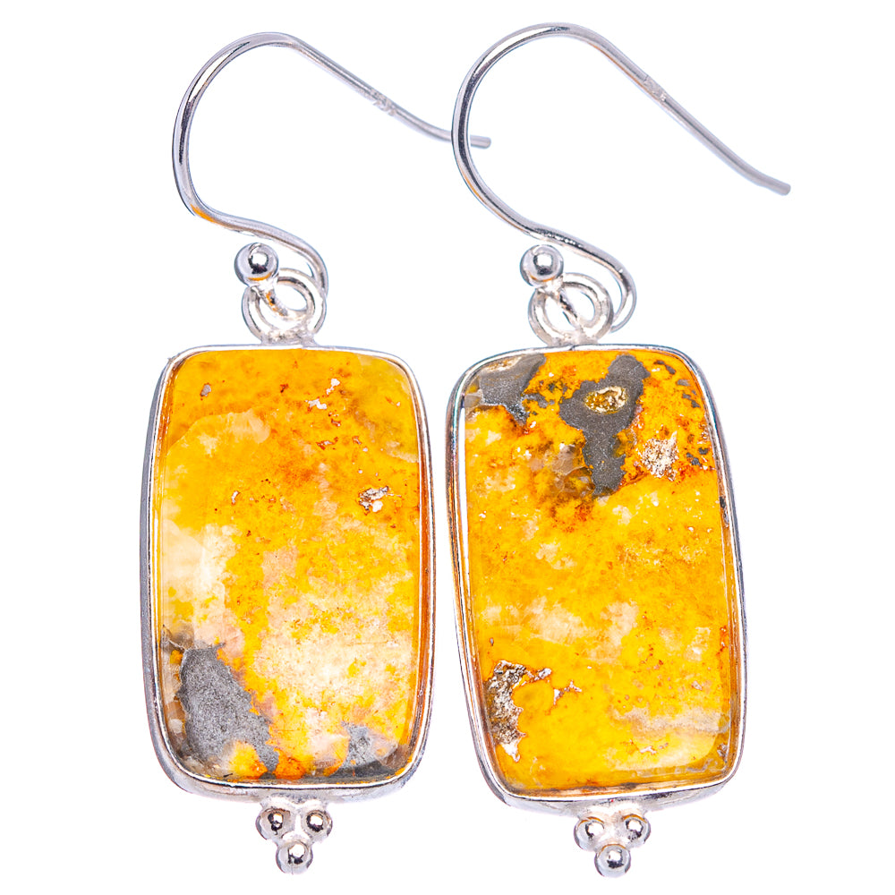 Bumblebee Jasper Earrings 1 1/2" (.925 Sterling Silver)