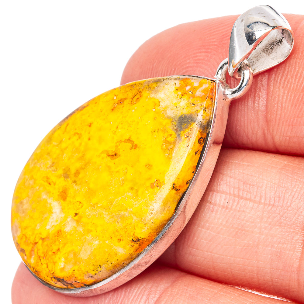 Bumblebee Jasper Pendant 1 5/8" (925 Sterling Silver) P42878