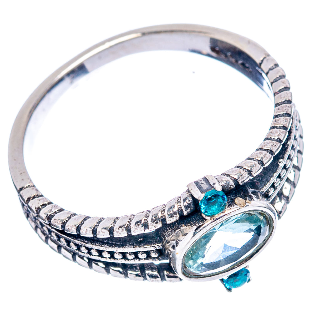 Blue Topaz Dainty Ring Size 7.75 (.925 Sterling Silver)