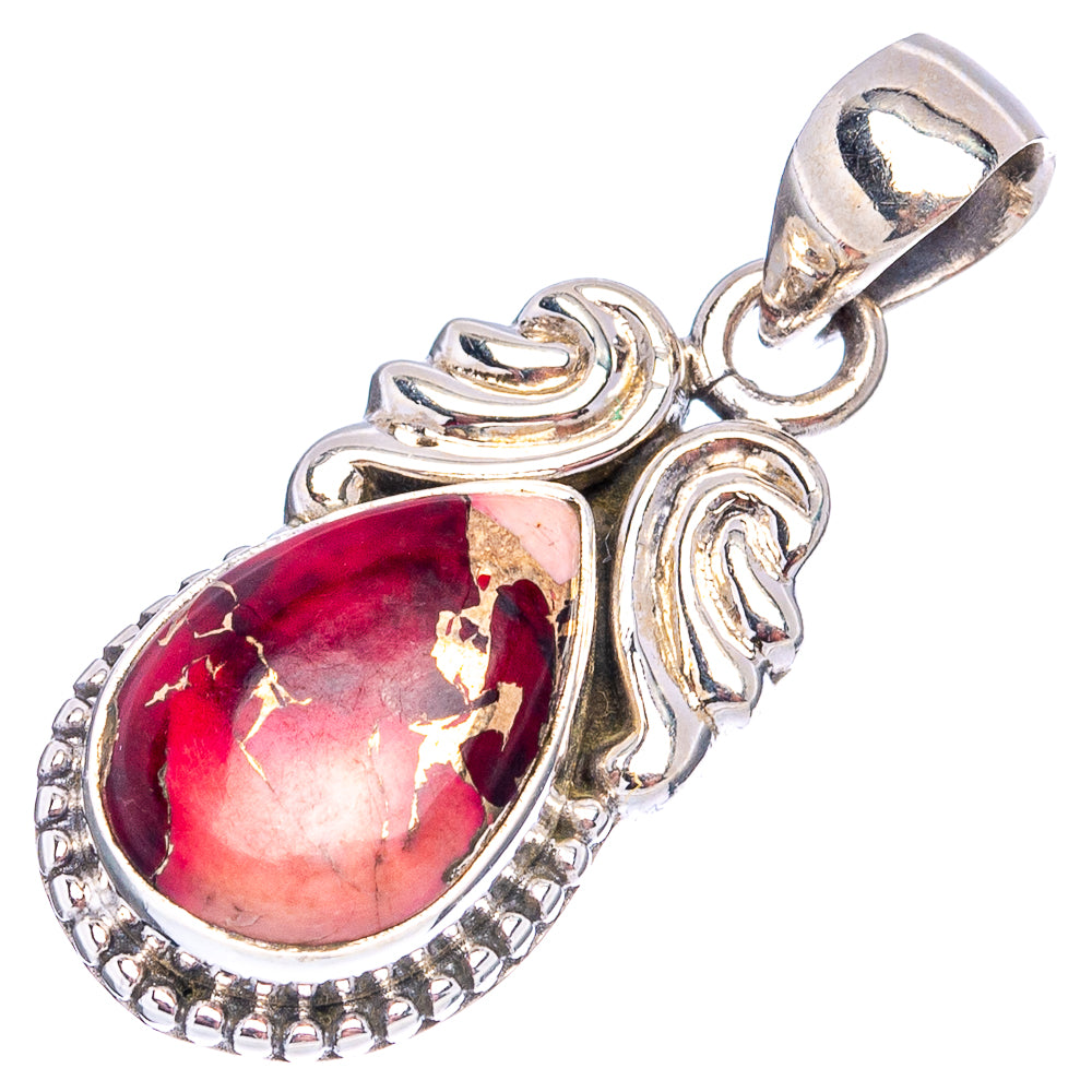 Red Dahlia Mohave Turquoise Pendant 1 1/8" (.925 Sterling Silver)