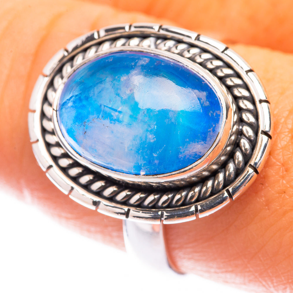 Rainbow Moonstone Ring Size 8.5 (925 Sterling Silver) R141323