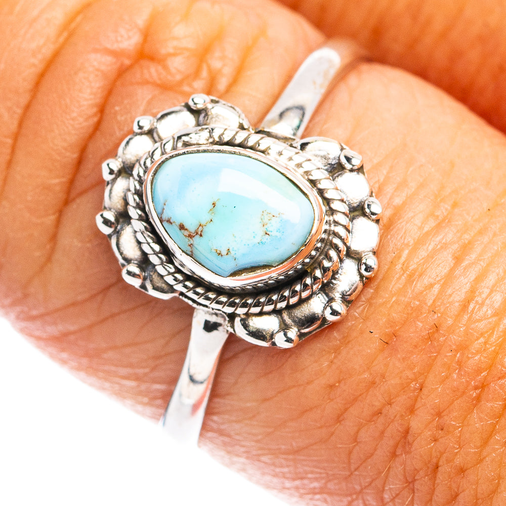 Golden Hills Turquoise Dainty Ring Size 9 (.925 Sterling Silver)