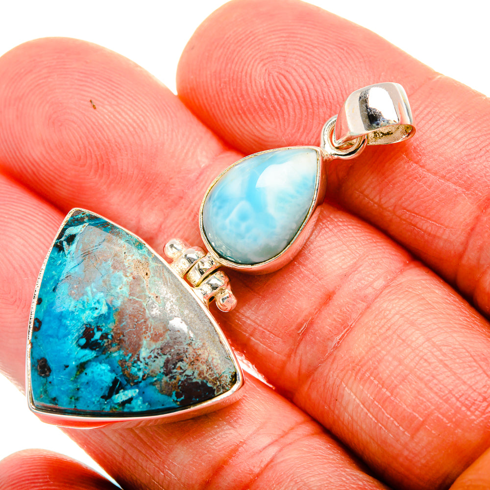 Shattuckite, Larimar 925 Sterling Silver Pendant 2" (925 Sterling Silver) PD38299