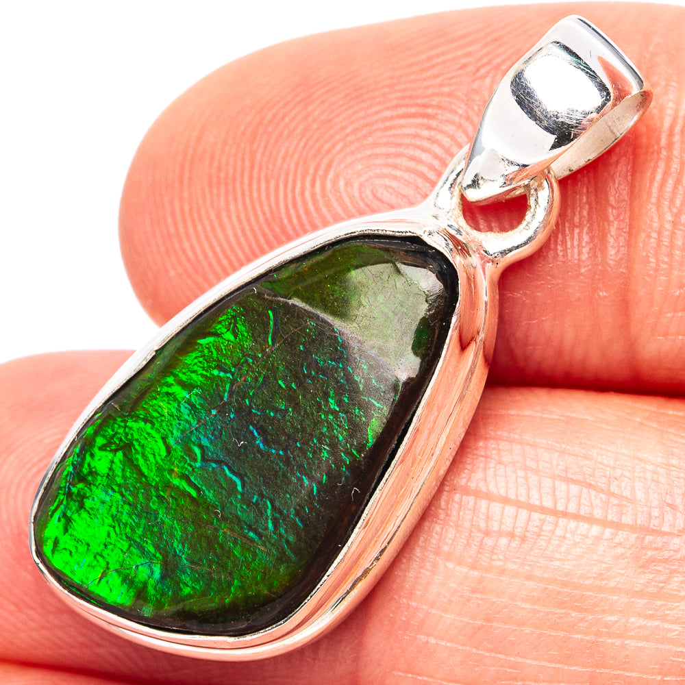 Premium Canadian Ammolite Pendant 1 1/4" (.925 Sterling Silver)