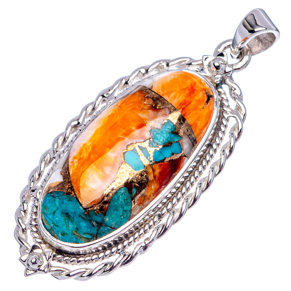 Premium Spiny Oyster Turquoise Pendant 1 5/8" (.925 Sterling Silver)