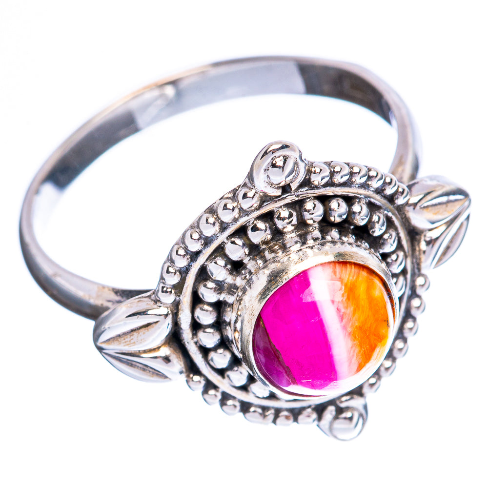 Kingman Pink Dahlia Turquoise Ring Size 8.25 (925 Sterling Silver) R3195