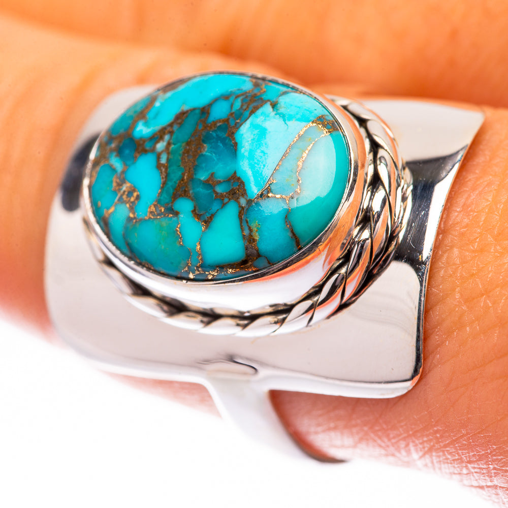 Blue Copper Composite Turquoise Ring Size 9.5 (925 Sterling Silver) R140551