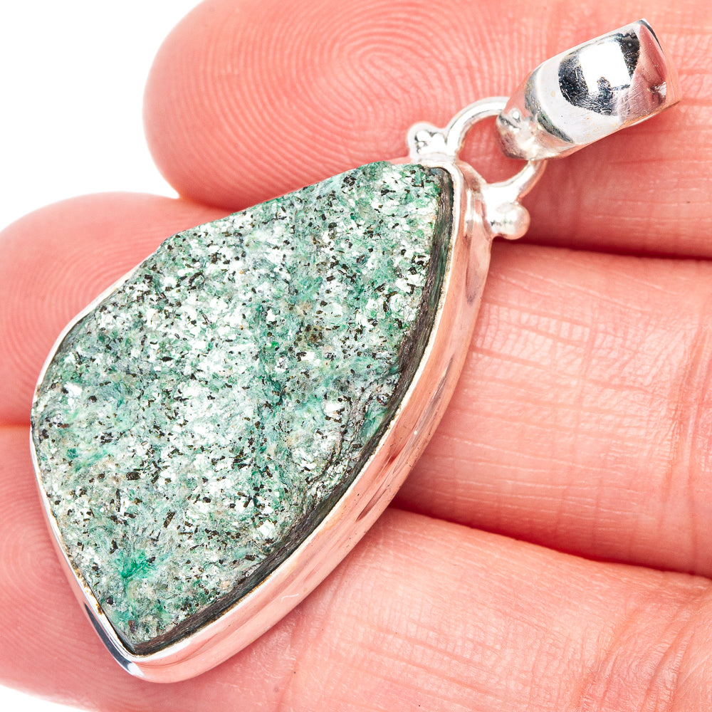 Green Fuchsite Pendant 1 5/8" (925 Sterling Silver) P40611