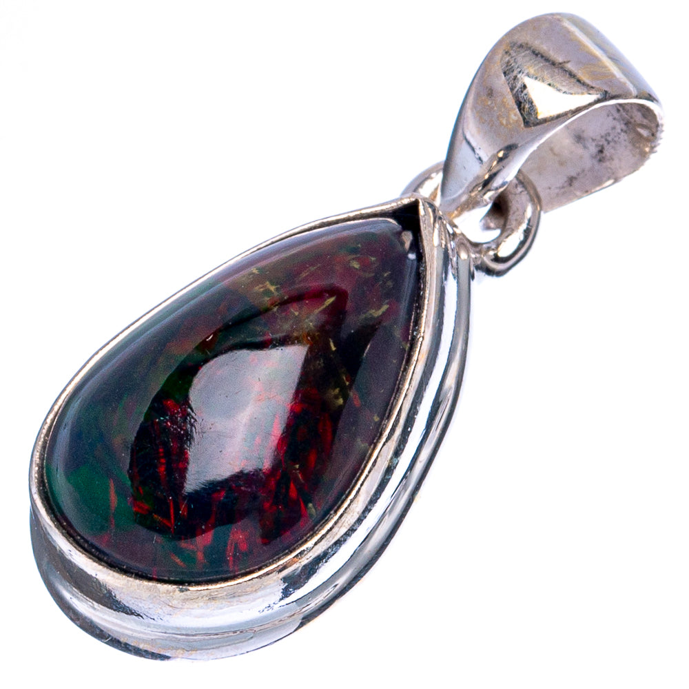 Large Rare Black Opal Pendant 1 1/8" (925 Sterling Silver) P43447