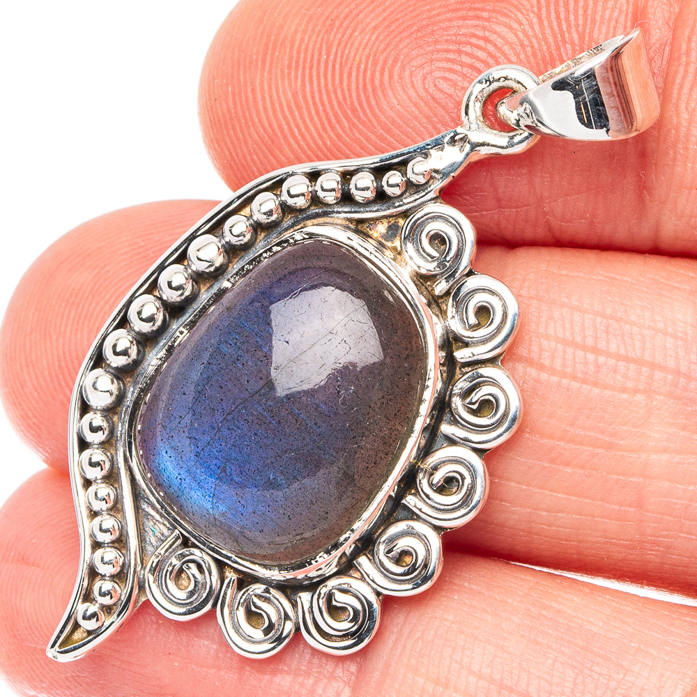Premium Labradorite Pendant 1 5/8" (925 Sterling Silver) P45017