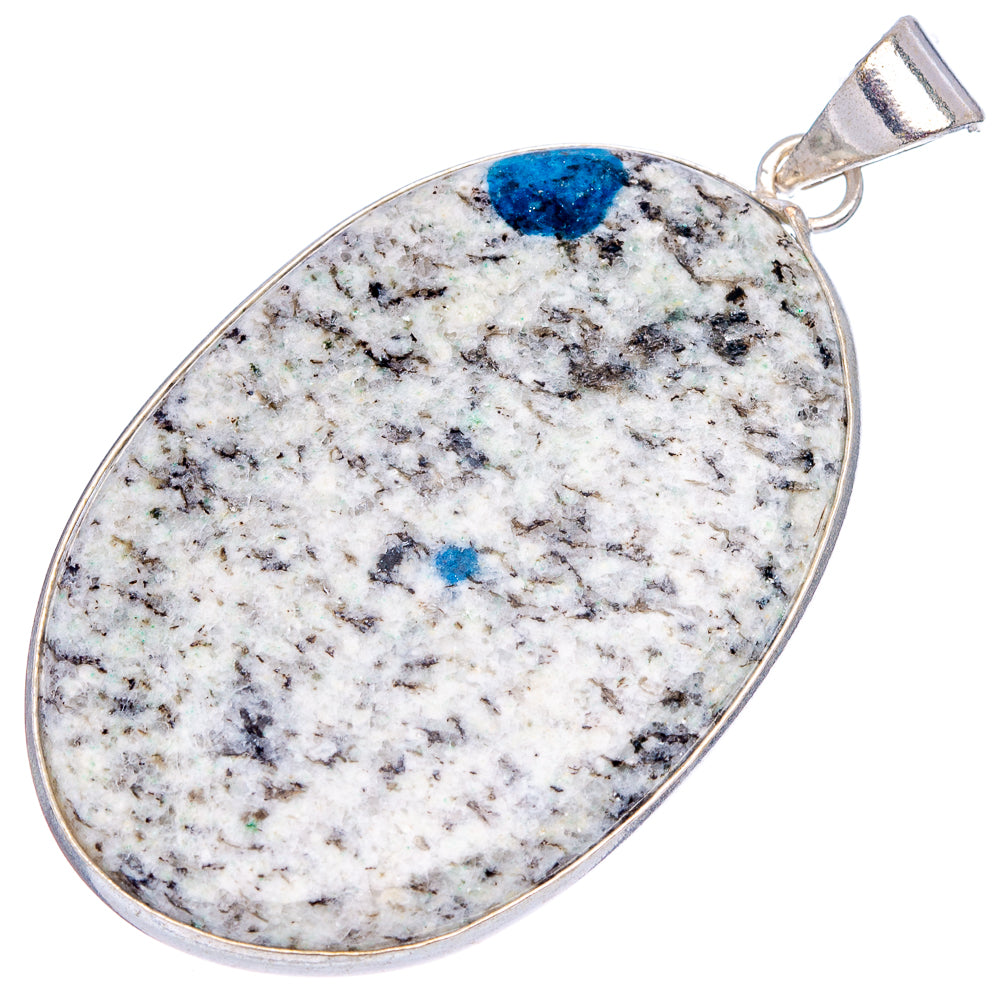 K2 Blue Azurite Pendant 2 1/4" (Silver Plated)