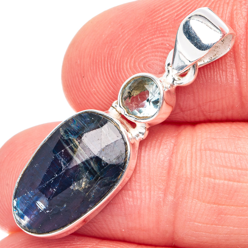 Kyanite, Blue Topaz Pendant 1 3/8" (925 Sterling Silver) P45414