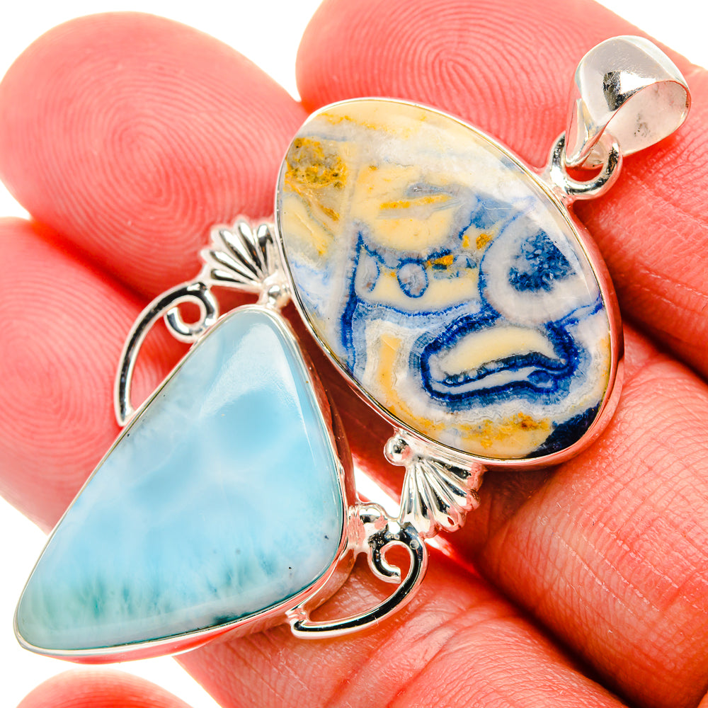 Blue Scheelite, Larimar Pendant 2 1/4" (925 Sterling Silver) PD38028