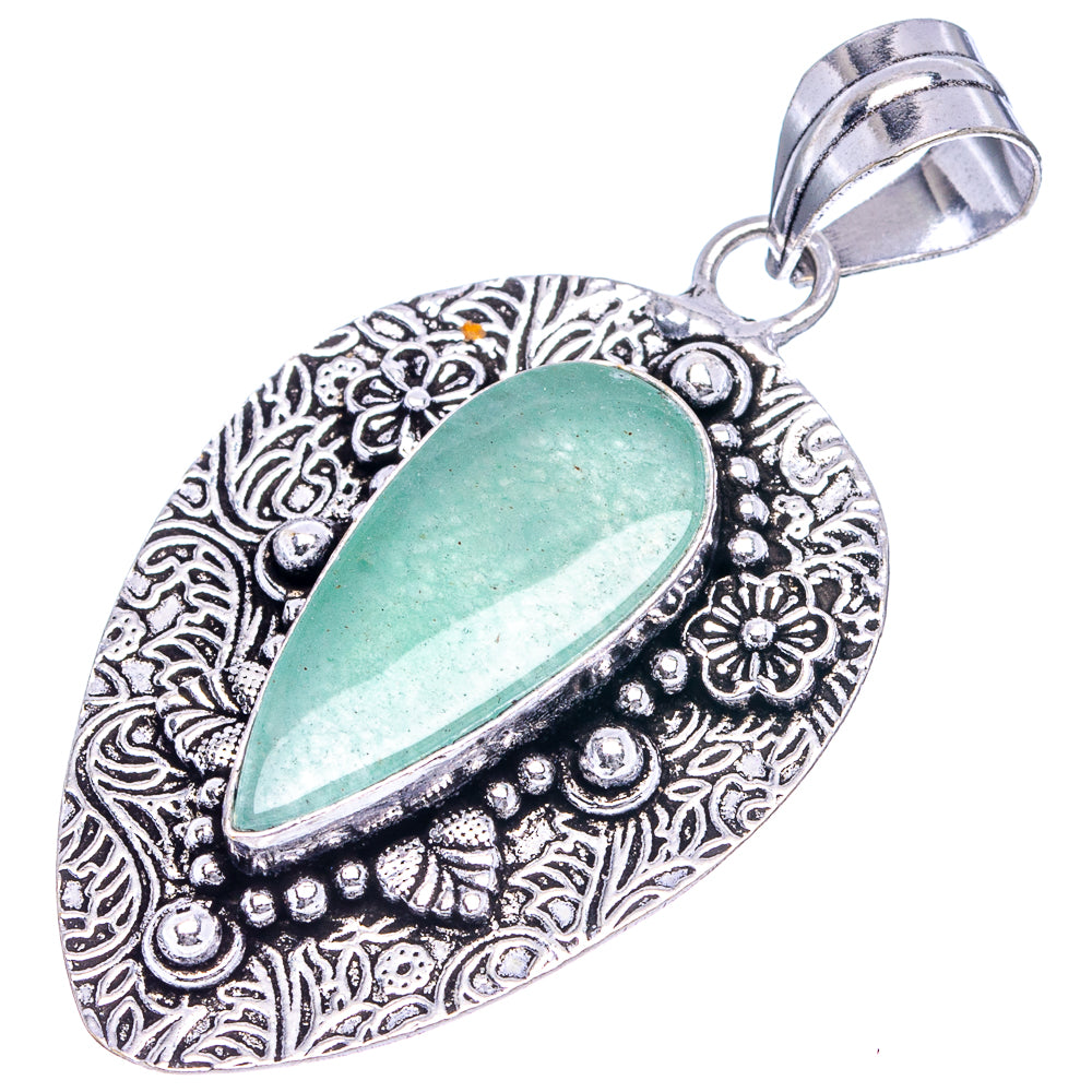 Green Aventurine Pendant 2 1/8" (German Silver)
