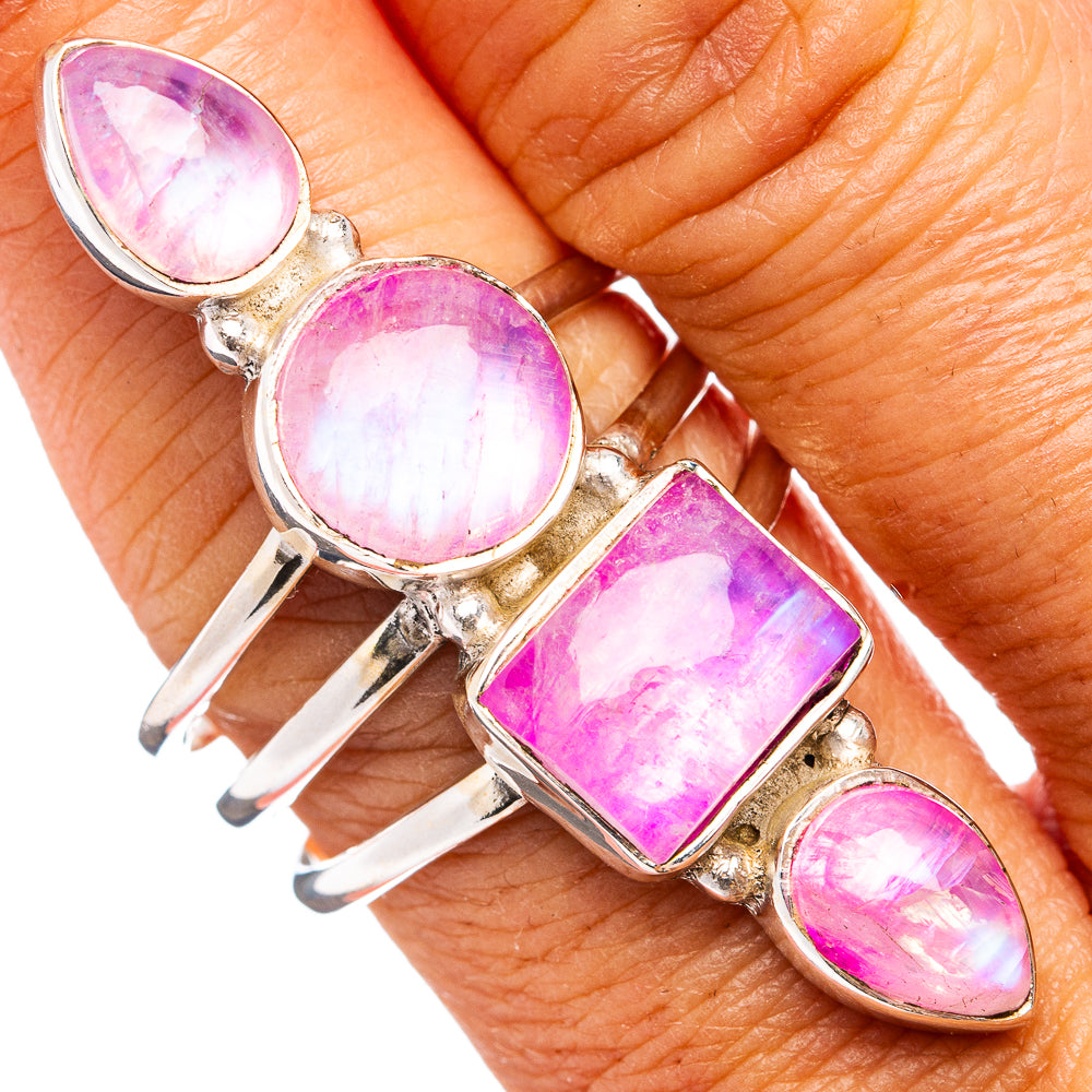 Premium Pink Moonstone Ring Size 10 (.925 Sterling Silver)