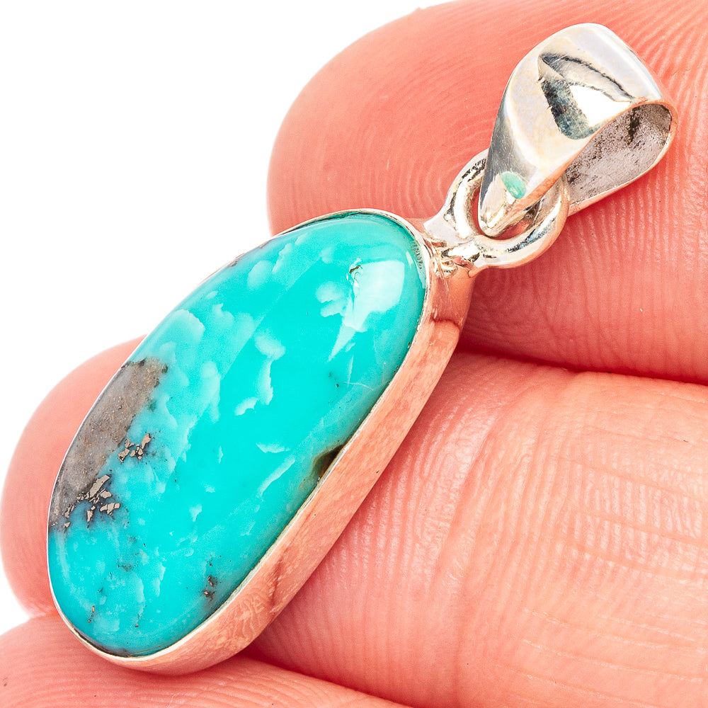 Rare Kingman Turquoise Pendant 1 1/4" (925 Sterling Silver) P44708
