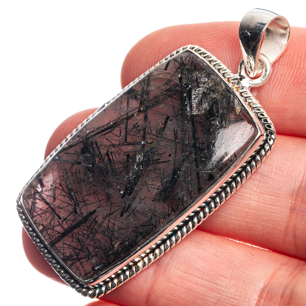 Tourmalinated Quartz 925 Sterling Silver Pendant 1 7/8"